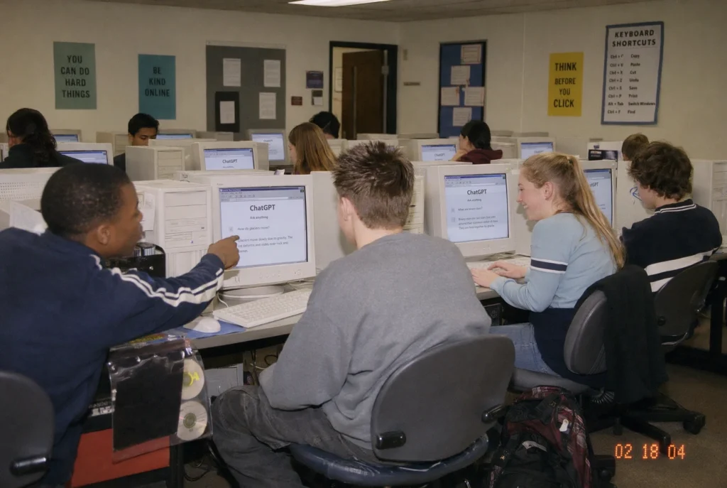 demo recreated an early 2000s American high school computer lab
