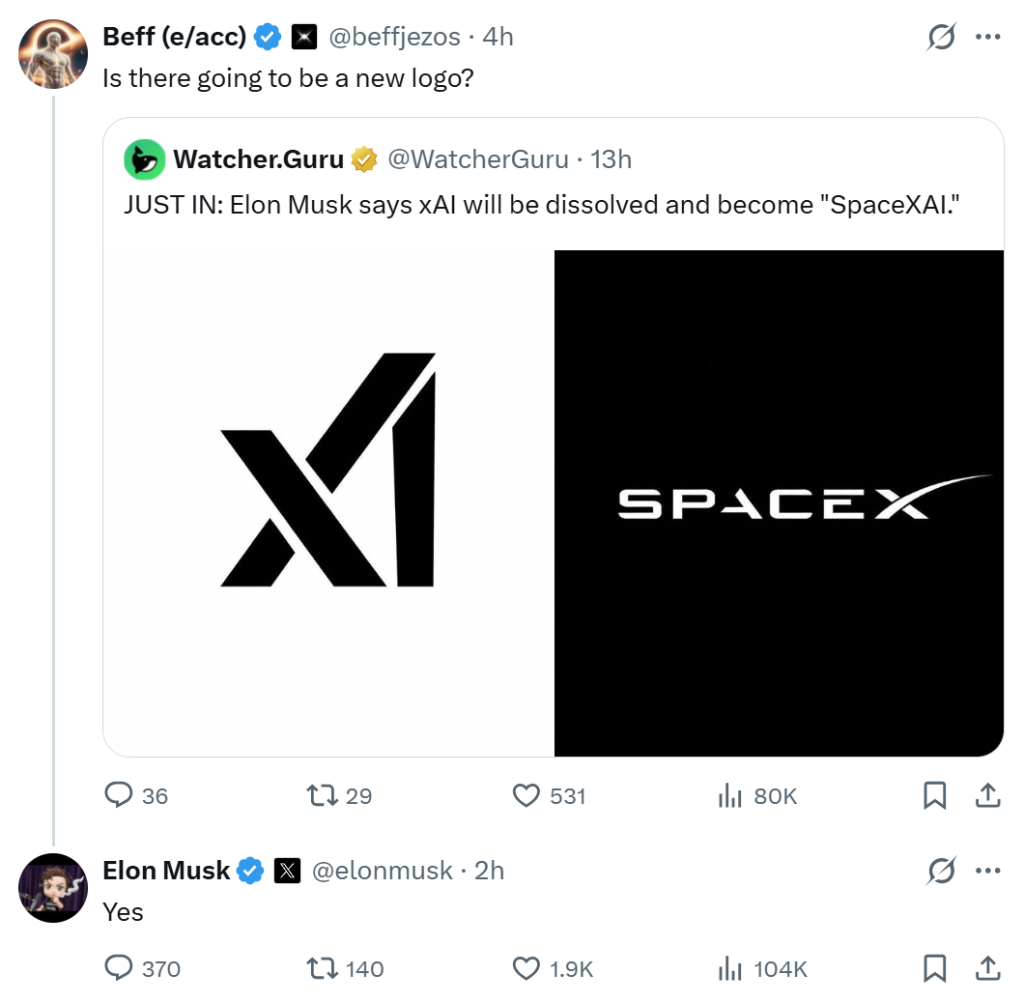 The Dissolution and Birth of SpaceXAI