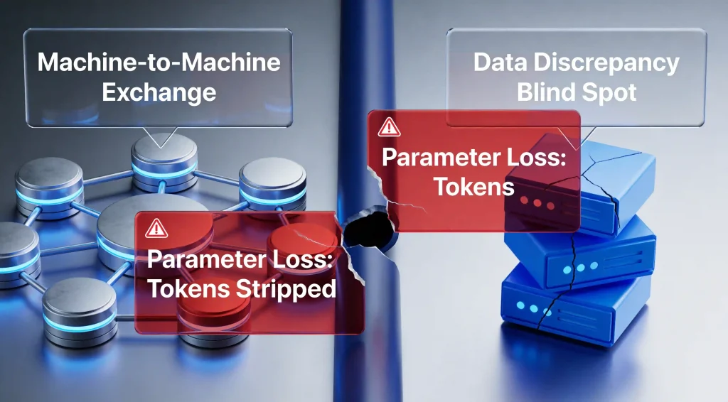 Machine interaction parameter loss causing data discrepancy.